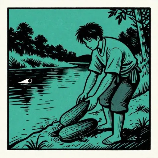 The Mostly True Tale of the Kappa - The Cucumber Connection illustration